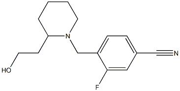 3-fluoro-4-{[2-(2-hydroxyethyl)piperidin-1-yl]methyl}benzonitrile Struktur