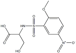 3-hydroxy-2-[(2-methoxy-5-nitrobenzene)sulfonamido]propanoic acid Struktur