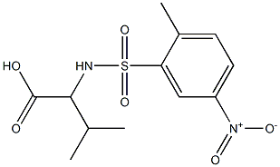 3-methyl-2-[(2-methyl-5-nitrobenzene)sulfonamido]butanoic acid Struktur