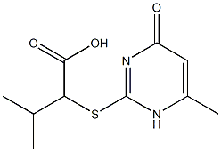 3-methyl-2-[(6-methyl-4-oxo-1,4-dihydropyrimidin-2-yl)sulfanyl]butanoic acid Struktur