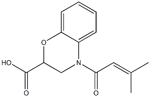 4-(3-methylbut-2-enoyl)-3,4-dihydro-2H-1,4-benzoxazine-2-carboxylic acid Struktur