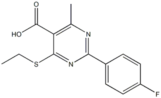 4-(ethylthio)-2-(4-fluorophenyl)-6-methylpyrimidine-5-carboxylic acid Struktur