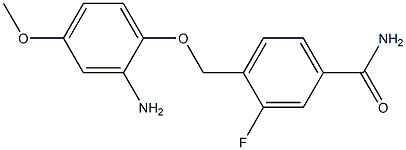 4-[(2-amino-4-methoxyphenoxy)methyl]-3-fluorobenzamide Struktur