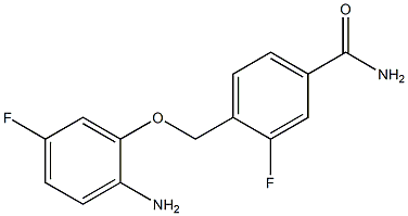 4-[(2-amino-5-fluorophenoxy)methyl]-3-fluorobenzamide Struktur