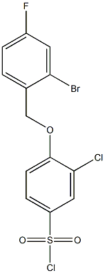 4-[(2-bromo-4-fluorophenyl)methoxy]-3-chlorobenzene-1-sulfonyl chloride Struktur