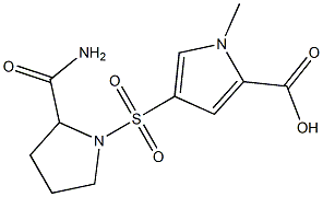 4-[(2-carbamoylpyrrolidine-1-)sulfonyl]-1-methyl-1H-pyrrole-2-carboxylic acid Struktur