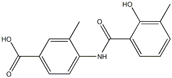 4-[(2-hydroxy-3-methylbenzene)amido]-3-methylbenzoic acid Struktur