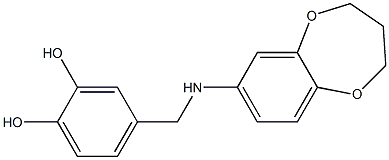 4-[(3,4-dihydro-2H-1,5-benzodioxepin-7-ylamino)methyl]benzene-1,2-diol Struktur