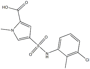 4-[(3-chloro-2-methylphenyl)sulfamoyl]-1-methyl-1H-pyrrole-2-carboxylic acid Struktur