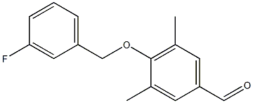 4-[(3-fluorophenyl)methoxy]-3,5-dimethylbenzaldehyde Struktur