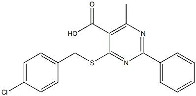 4-[(4-chlorobenzyl)thio]-6-methyl-2-phenylpyrimidine-5-carboxylic acid Struktur