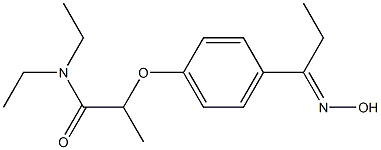 N,N-diethyl-2-{4-[1-(hydroxyimino)propyl]phenoxy}propanamide Struktur