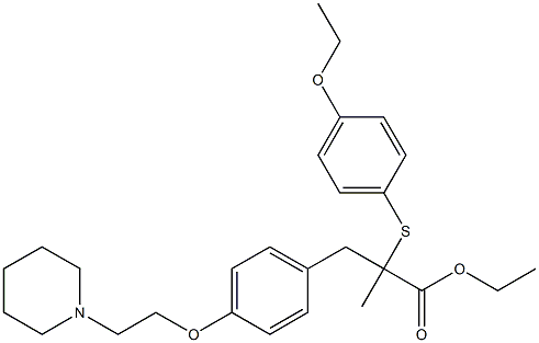 ETHYL 2-(4-ETHOXYPHENYLTHIO)-2-METHYL-3-(4-(2-(PIPERIDIN-1-YL)ETHOXY)PHENYL)PROPANOATE Struktur