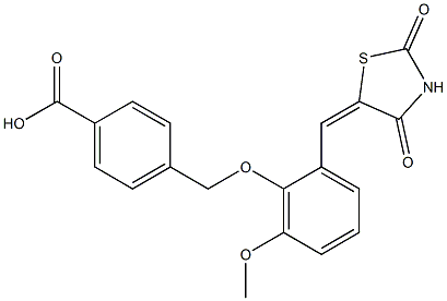 4-({2-[(2,4-dioxo-1,3-thiazolidin-5-ylidene)methyl]-6-methoxyphenoxy}methyl)benzoic acid Struktur