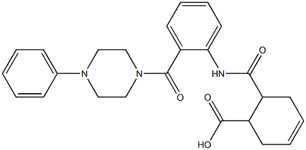 6-({2-[(4-phenyl-1-piperazinyl)carbonyl]anilino}carbonyl)-3-cyclohexene-1-carboxylic acid Struktur