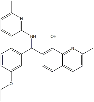 7-{(3-ethoxyphenyl)[(6-methylpyridin-2-yl)amino]methyl}-2-methylquinolin-8-ol Struktur