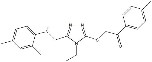 2-({5-[(2,4-dimethylanilino)methyl]-4-ethyl-4H-1,2,4-triazol-3-yl}sulfanyl)-1-(4-methylphenyl)ethanone Struktur