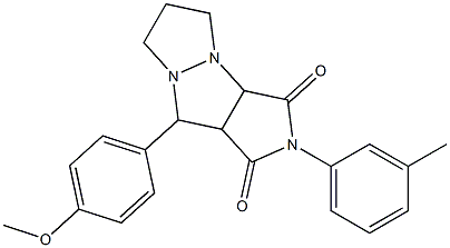 9-(4-methoxyphenyl)-2-(3-methylphenyl)tetrahydro-5H-pyrazolo[1,2-a]pyrrolo[3,4-c]pyrazole-1,3(2H,3aH)-dione Struktur