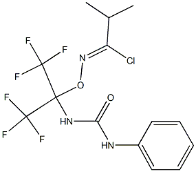 N-[1-[(anilinocarbonyl)amino]-2,2,2-trifluoro-1-(trifluoromethyl)ethoxy]-2-methylpropanimidoyl chloride Struktur