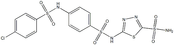 5-{[(4-{[(4-chlorophenyl)sulfonyl]amino}phenyl)sulfonyl]amino}-1,3,4-thiadiazole-2-sulfonamide Struktur