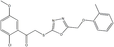 1-[2-chloro-5-(methyloxy)phenyl]-2-[(5-{[(2-methylphenyl)oxy]methyl}-1,3,4-oxadiazol-2-yl)sulfanyl]ethanone Struktur