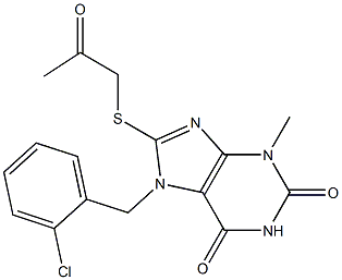 7-(2-chlorobenzyl)-3-methyl-8-[(2-oxopropyl)sulfanyl]-3,7-dihydro-1H-purine-2,6-dione Struktur