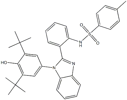 N-{2-[1-(3,5-ditert-butyl-4-hydroxyphenyl)-1H-benzimidazol-2-yl]phenyl}-4-methylbenzenesulfonamide Struktur