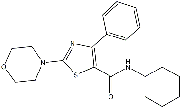 N-cyclohexyl-2-(4-morpholinyl)-4-phenyl-1,3-thiazole-5-carboxamide Struktur