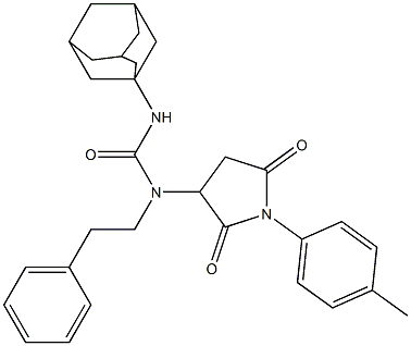 N'-(1-adamantyl)-N-[1-(4-methylphenyl)-2,5-dioxo-3-pyrrolidinyl]-N-(2-phenylethyl)urea Struktur