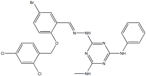 5-bromo-2-[(2,4-dichlorobenzyl)oxy]benzaldehyde [4-anilino-6-(methylamino)-1,3,5-triazin-2-yl]hydrazone Struktur