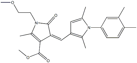 methyl 4-{[1-(3,4-dimethylphenyl)-2,5-dimethyl-1H-pyrrol-3-yl]methylene}-1-(2-methoxyethyl)-2-methyl-5-oxo-4,5-dihydro-1H-pyrrole-3-carboxylate Struktur