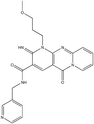 2-imino-1-(3-methoxypropyl)-5-oxo-N-(pyridin-3-ylmethyl)-1,5-dihydro-2H-dipyrido[1,2-a:2,3-d]pyrimidine-3-carboxamide Struktur