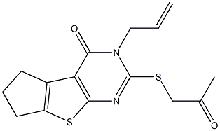 3-allyl-2-[(2-oxopropyl)sulfanyl]-3,5,6,7-tetrahydro-4H-cyclopenta[4,5]thieno[2,3-d]pyrimidin-4-one Struktur