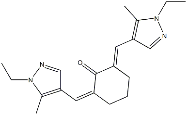 2,6-bis[(1-ethyl-5-methyl-1H-pyrazol-4-yl)methylene]cyclohexanone Struktur