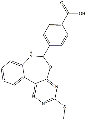 4-[3-(methylsulfanyl)-6,7-dihydro[1,2,4]triazino[5,6-d][3,1]benzoxazepin-6-yl]benzoic acid Struktur