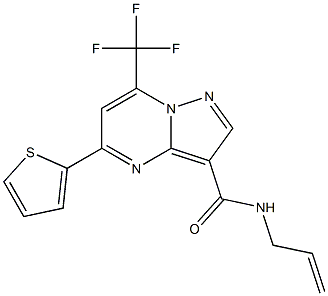 N-prop-2-enyl-5-thien-2-yl-7-(trifluoromethyl)pyrazolo[1,5-a]pyrimidine-3-carboxamide Struktur