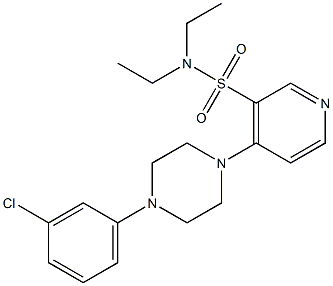 4-[4-(3-chlorophenyl)-1-piperazinyl]-N,N-diethyl-3-pyridinesulfonamide Struktur