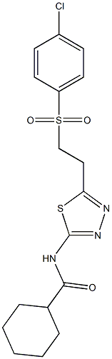 N-(5-{2-[(4-chlorophenyl)sulfonyl]ethyl}-1,3,4-thiadiazol-2-yl)cyclohexanecarboxamide Struktur