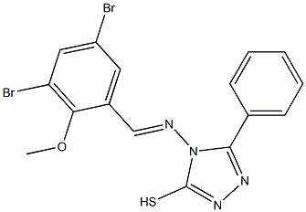 4-[(3,5-dibromo-2-methoxybenzylidene)amino]-5-phenyl-4H-1,2,4-triazol-3-yl hydrosulfide Struktur