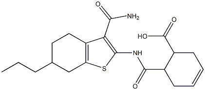 6-({[3-(aminocarbonyl)-6-propyl-4,5,6,7-tetrahydro-1-benzothien-2-yl]amino}carbonyl)-3-cyclohexene-1-carboxylic acid Struktur