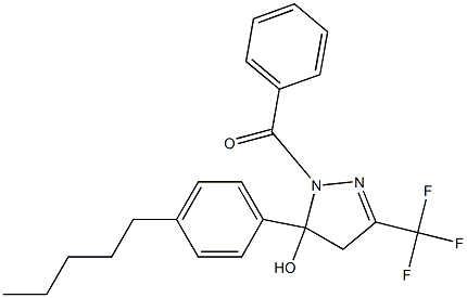 1-benzoyl-5-(4-pentylphenyl)-3-(trifluoromethyl)-4,5-dihydro-1H-pyrazol-5-ol Struktur