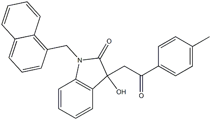 3-hydroxy-3-[2-(4-methylphenyl)-2-oxoethyl]-1-(1-naphthylmethyl)-1,3-dihydro-2H-indol-2-one Struktur