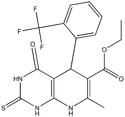 ethyl 7-methyl-4-oxo-2-thioxo-5-[2-(trifluoromethyl)phenyl]-1,2,3,4,5,8-hexahydropyrido[2,3-d]pyrimidine-6-carboxylate Struktur