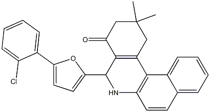 5-[5-(2-chlorophenyl)-2-furyl]-2,2-dimethyl-2,3,5,6-tetrahydrobenzo[a]phenanthridin-4(1H)-one Struktur