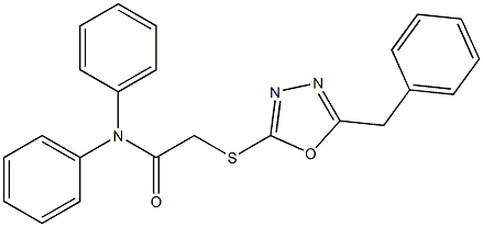 N,N-diphenyl-2-{[5-(phenylmethyl)-1,3,4-oxadiazol-2-yl]sulfanyl}acetamide Struktur