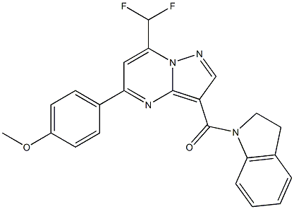 7-(difluoromethyl)-3-(2,3-dihydro-1H-indol-1-ylcarbonyl)-5-(4-methoxyphenyl)pyrazolo[1,5-a]pyrimidine Struktur