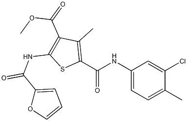 methyl 5-{[(3-chloro-4-methylphenyl)amino]carbonyl}-2-[(furan-2-ylcarbonyl)amino]-4-methylthiophene-3-carboxylate Struktur