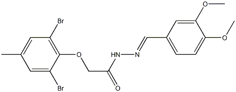 2-(2,6-dibromo-4-methylphenoxy)-N'-(3,4-dimethoxybenzylidene)acetohydrazide Struktur