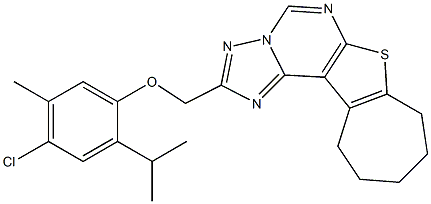 4-chloro-2-isopropyl-5-methylphenyl 9,10,11,12-tetrahydro-8H-cyclohepta[4,5]thieno[3,2-e][1,2,4]triazolo[1,5-c]pyrimidin-2-ylmethyl ether Struktur