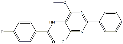 N-(4-chloro-6-methoxy-2-phenyl-5-pyrimidinyl)-4-fluorobenzamide Struktur